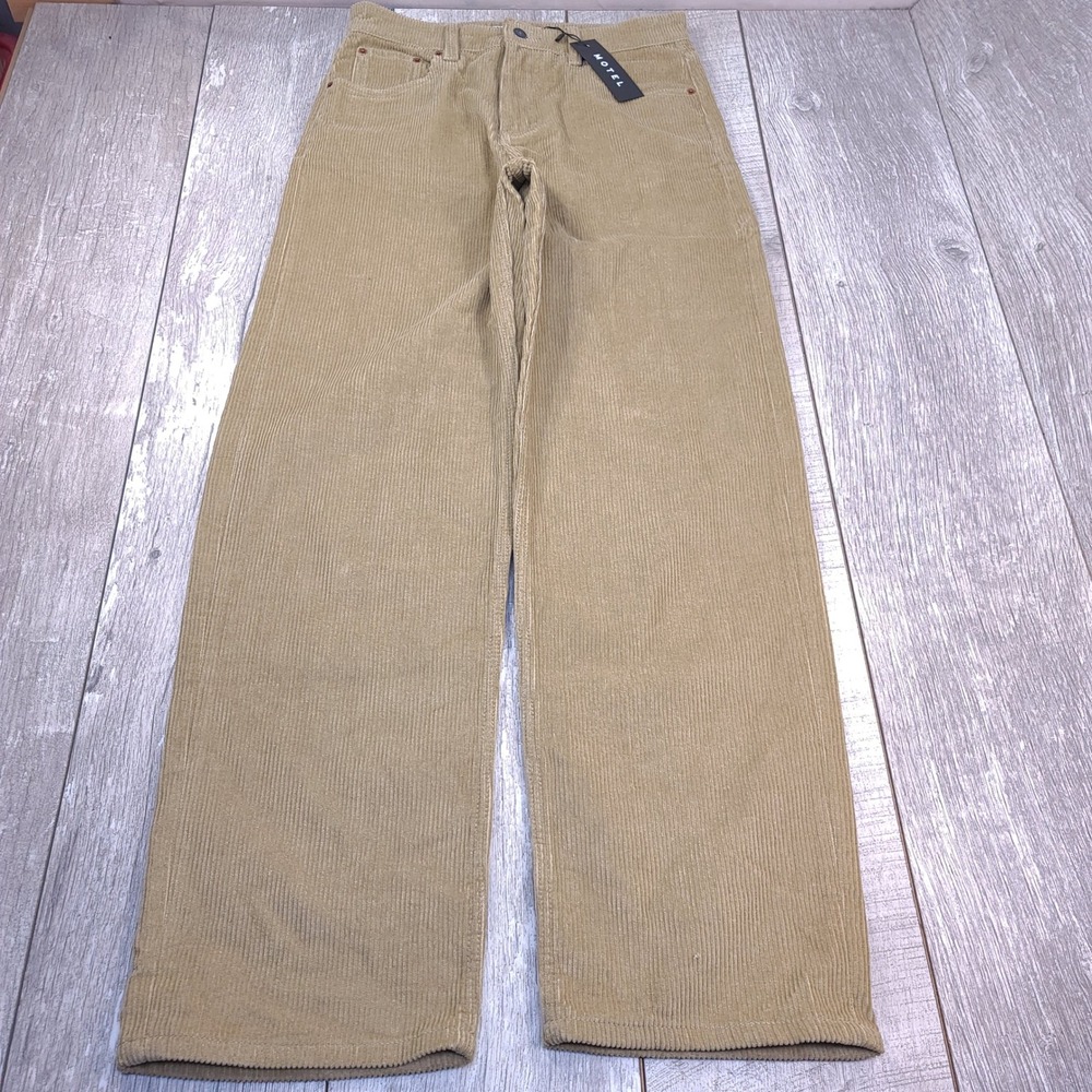 Motel Parallel Trouser Cord Women Size Medium Sand Beige Wide Leg Corduroy Pants